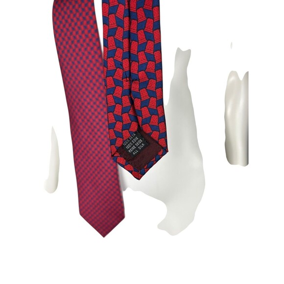 Dormeuil Men’s Necktie Tie 100% Silk Geometric Red Blue Handmade in Italy 58.5” - Picture 5 of 13